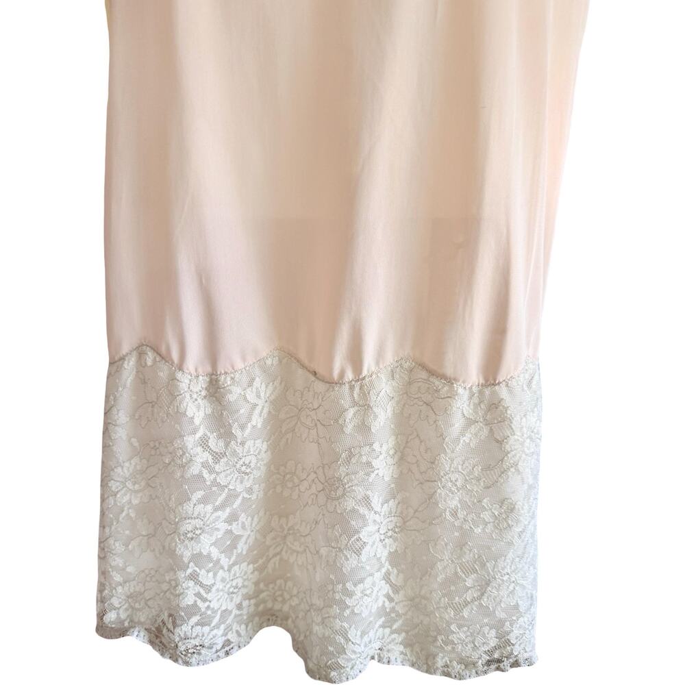 Vintage 60s Vanity Fair Blush Pink Nylon Tricot Slip Double Lace Bodice Hem  32 - Picture 10 of 11